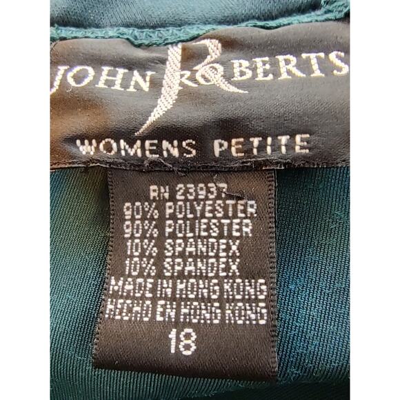John Roberts Woman Petite Green Velvet A-Line Dress Size 18 Stretch Shoulder Pad - Picture 8 of 9
